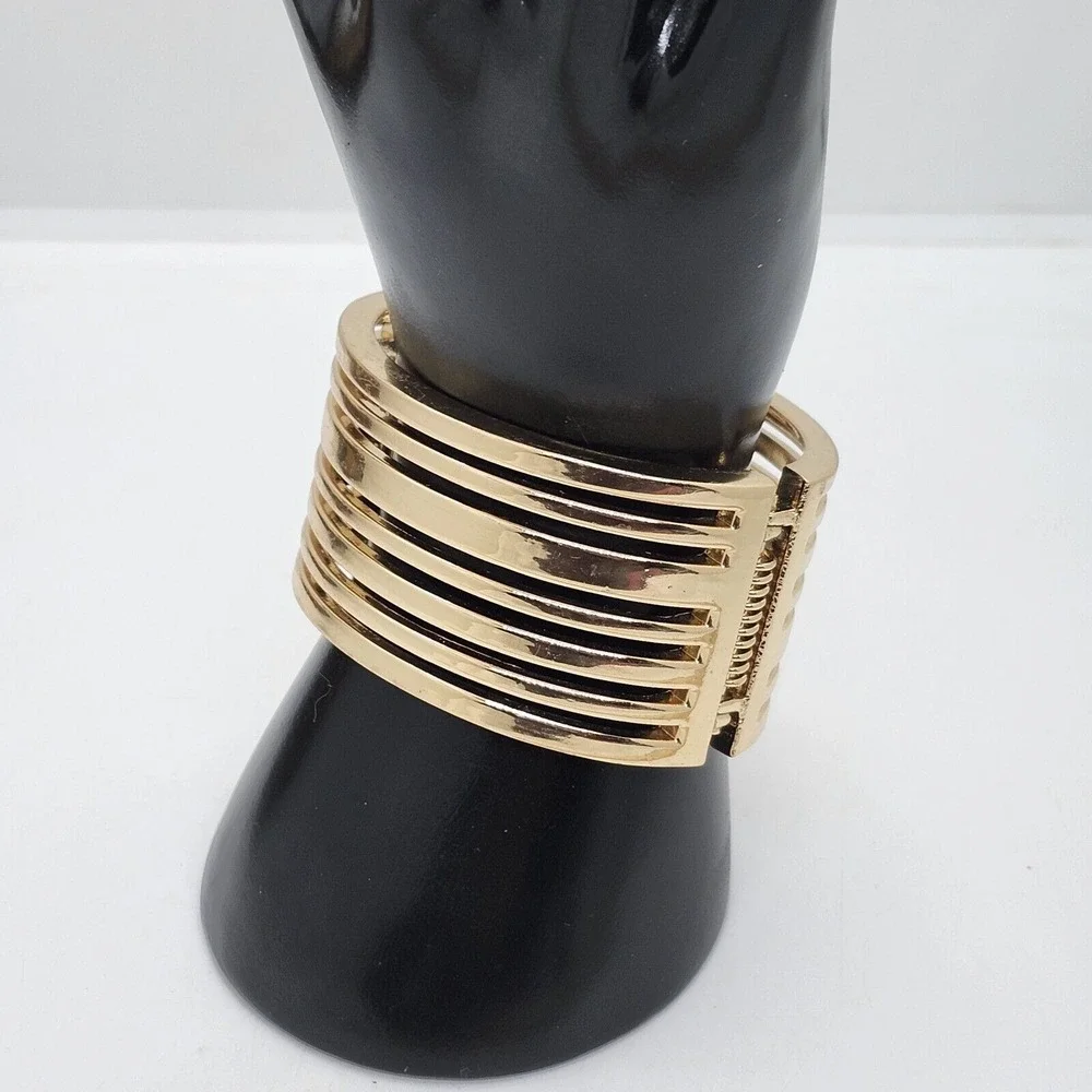 Multi-Layered Gold Tone Cuff Bangle Bracelet‎
